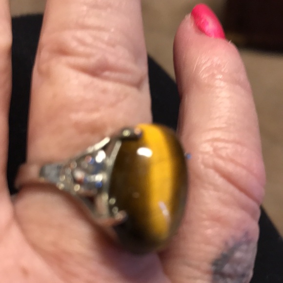 Stearing silver tiger eye ring - Picture 2 of 2